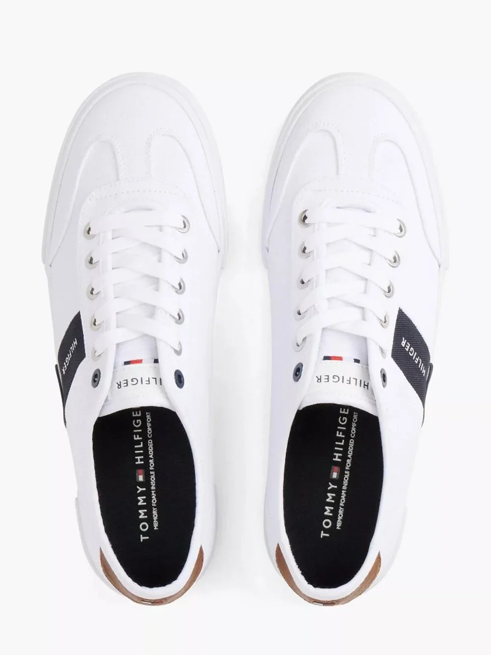 Tommy Hilfiger Men’s Canvas Low-Top Sneakers Shoes White, Size 12 (New)